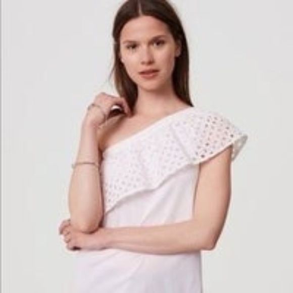 Loft White Eyelet One Shoulder Tip - Picture 1 of 4